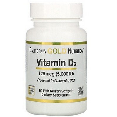 California Gold Nutrition Витамин D3, 125 мкг (5000 МЕ) 90 капсул