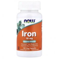 NOW Foods Iron 18 mg Ferrochel 120 капсул